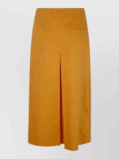 Drhope Pleated Cotton Twill Skirt In Orange