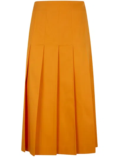 Drhope Dr. Hope Pleated Cotton Twill Skirt Clothing In Yellow