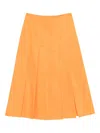 Drhope Pleated Slit Skirt In Orange