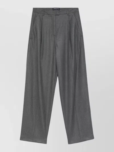 Drhope Pleated Wide-leg Trousers In Gray
