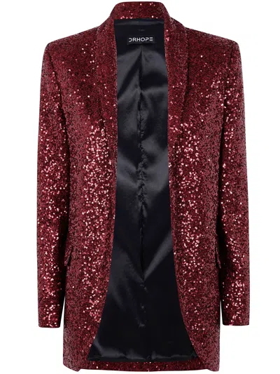 Drhope Sequins Jacket In Burgundy