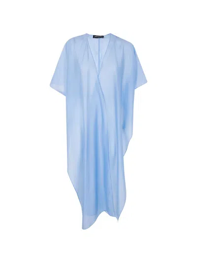 Drhope Sheer Asymmetric-hem Cape In Blue