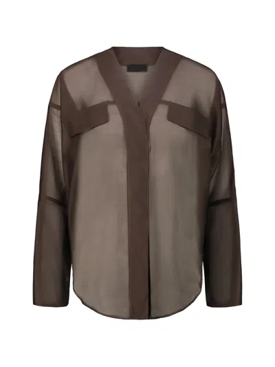 Drhope Sheer Panelled Blouse In Brown