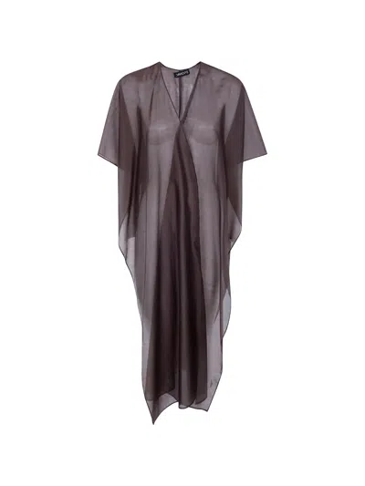 Drhope Sheer V-neck Cape In Brown