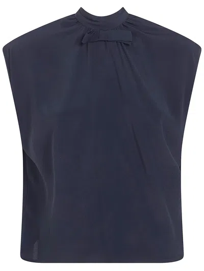 Drhope Bow-detail Sleeveless Blouse In Blue