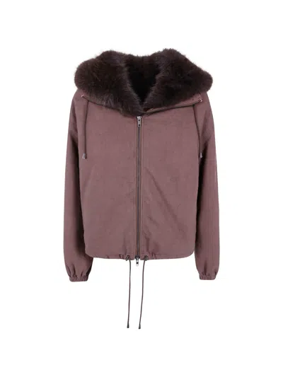 Drhope Soleil Faux-fur-trim Jacket In Brown