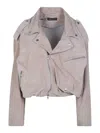Drhope Suede Biker Jacket In Nude & Neutrals