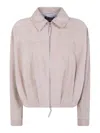 Drhope Suede Bomber Jacket In Nude & Neutrals