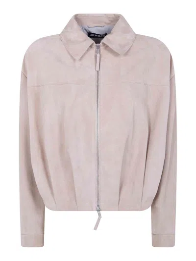 Drhope Suede Bomber In Nude & Neutrals