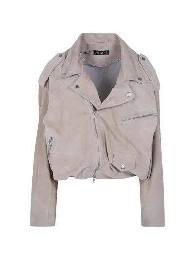 Drhope Suede Bikers Jacket In Gray