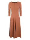 Drhope Three-quarter Sleeve Flared Dress In Brown