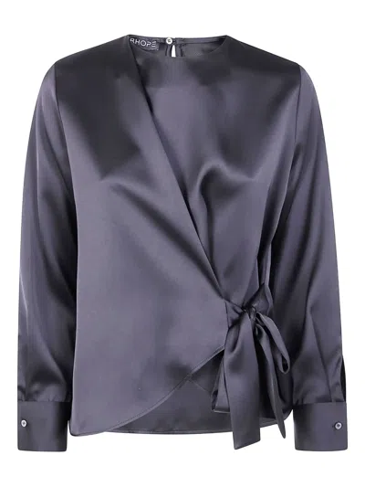 Drhope Tie-front Satin Blouse In Blue