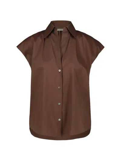 Drhope V-neck Cap-sleeved Shirt In Brown
