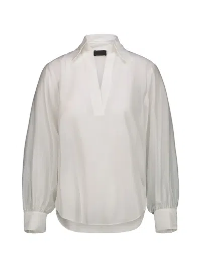 Drhope V-neck Long-sleeve Blouse In White
