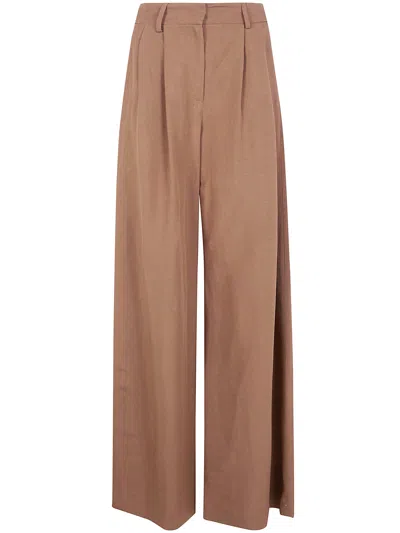 Drhope Wide Leg Pince Trousers In Brown