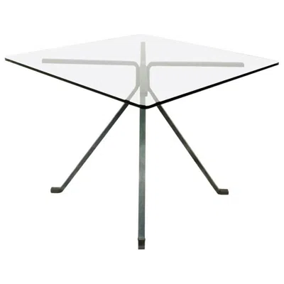 Pre-owned Driade Cugino Tempered Glass And Painted Steel Dining Table By Enzo Mari For  In Gray