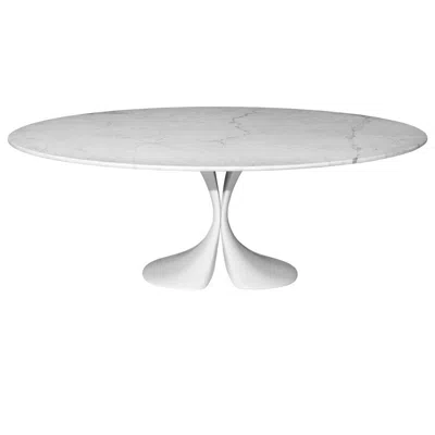 Pre-owned Driade Didymos Oval Marble Top And Crystalplant Base Table By A. Astori For  In Gray