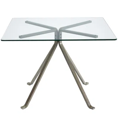 Pre-owned Driade Enzo Mari For  'cugino' Table In Glass And Steel In Gray