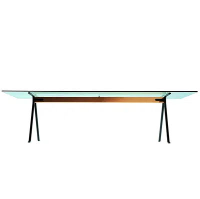Pre-owned Driade Frate Tempered Glass Top Benchwood Beam And Steel Table By E. Mari For  In Brown
