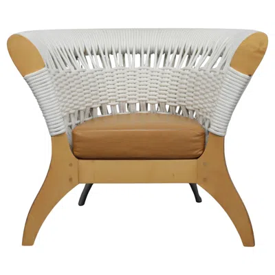 Pre-owned Driade Handcrafted Italian Lounge Chair By  In Wood, Rope & Leather, Italy, 1990s In Brown