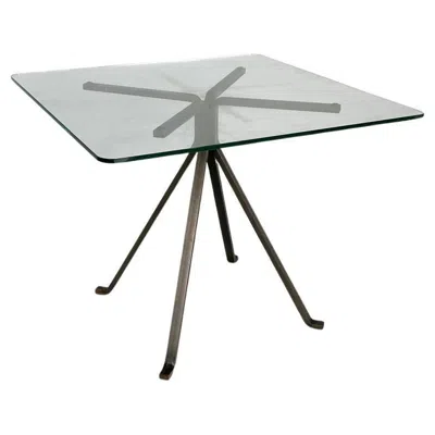Pre-owned Driade Italian Modern Coffee Table Metal Glass Cuginetto By Enzo Mari For , 1970s In Gray