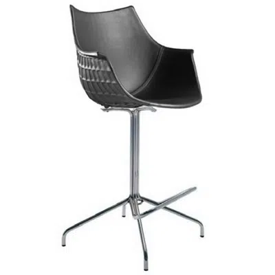 Pre-owned Driade Meridiana Leather And Steel Swivel High Stool By Christophe Pillet For  In Gray