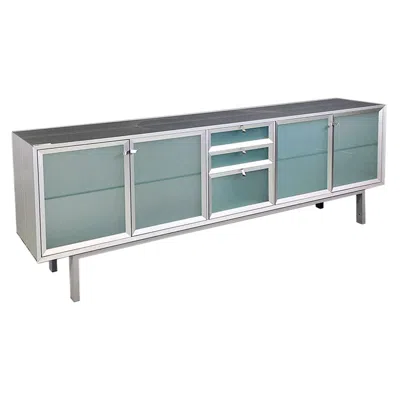 Pre-owned Driade Modern Italian Glass And Metal Pandora Sideboard Antonia Astori For  1990s In Gray