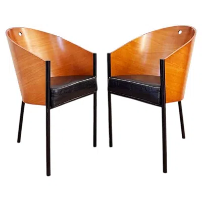 Pre-owned Driade Original 1984 "costes" Dining Chairs By Philippe Starck For  — Pair In Brown