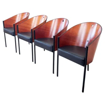 Pre-owned Driade Original 1984 "costes" Dining Chairs By Philippe Starck For  — Set Of 4 In Brown