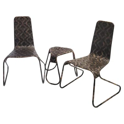 Pre-owned Driade Pair Of Flo Chairs And Side Table By Patricia Urquiola For  In Black