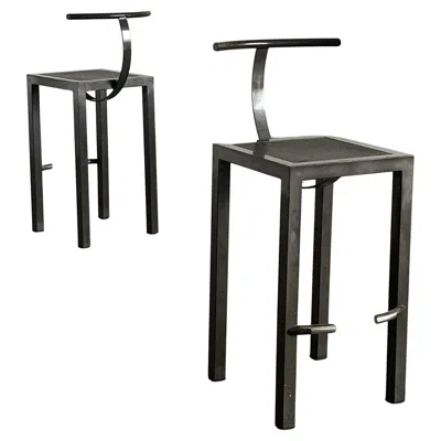 Pre-owned Driade Pair Of Vintage ‘sarapis' Metal Bar Stools By Philippe Starck For , 1986 In Black
