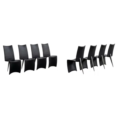 Pre-owned Driade Philippe Starck "ed Archer" Chairs For , Black Leather, 1986, Set Of 8