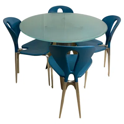 Pre-owned Driade Post-modern Dining Table Set By  & Ycami, Glass & Aluminum In Gray