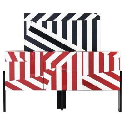 Pre-owned Driade Ziqqurat Cabinet L White Black Red Stripes By
