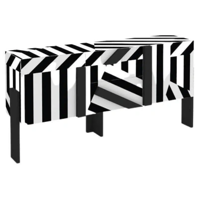 Pre-owned Driade Ziqqurat Cabinet M White & Black Stripes By