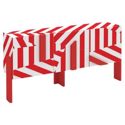 Pre-owned Driade Ziqqurat Cabinet M White & Red Stripes By