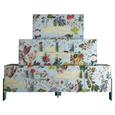 Pre-owned Driade Ziqqurat Cabinet Xl Floral And Teal Color By  In Green