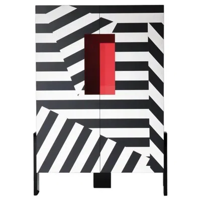 Pre-owned Driade Ziqqurat Vertical Cabinet S Black And White Striped Pattern By