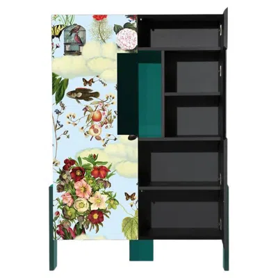 Pre-owned Driade Ziqqurat Vertical Cabinet S Floral And Teal Color By  In Green