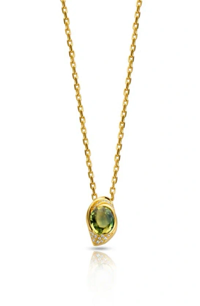 Dries Criel Flux Tsavorite & Diamond Pendant Necklace In Gold