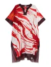 Dries Van Noten Abstract Print Short Sleeve Dress In Red