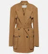 Dries Van Noten Double-breasted Gabardine Jacket In Brown