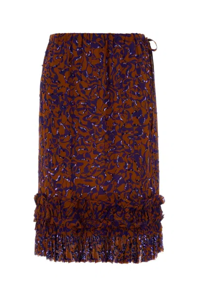 Dries Van Noten 00330-scotts Emb 3006 W.w.skirt In Brown