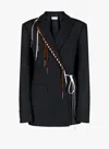 Dries Van Noten Women Blue Jacket With Classic Lapels And Lace-up Details In Wool Woman In Blue
