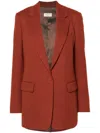 Dries Van Noten Single-breasted Wool Jacket With Structured Shoulder Pads In Red