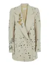 Dries Van Noten Blink Embellished Double Breasted Wool Blazer In Multicolor