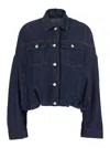 Dries Van Noten Womens Indigo Vesto Gathered-hem Denim Jacket In Multicolor