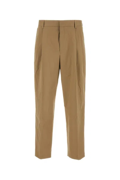 Dries Van Noten Khaki Stretch Cotton Trouser In Green