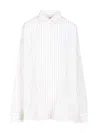 Dries Van Noten White Striped Cotton Cocoon Shirt In White