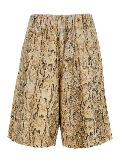 DRIES VAN NOTEN DRIES VAN NOTEN WOMEN BEIGE SEQUIN BERMUDA PANTS WITH ELASTIC WAIST IN COTTON WOMAN